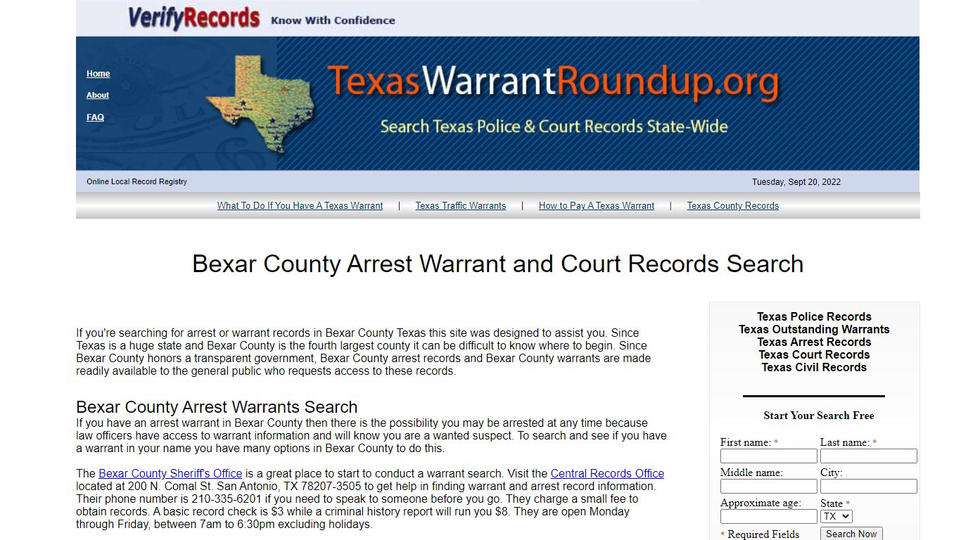 Bexar County Arrest Warrants Search - TEXAS WARRANT ROUNDUP.ORG